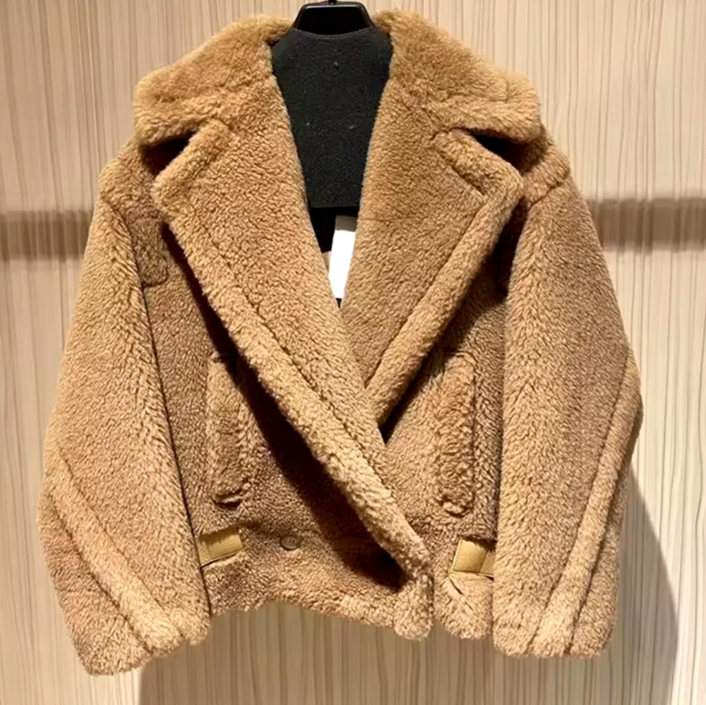 Real Wool Alpaca Teddy Bear Coat for Women, - Picture 5 of 8